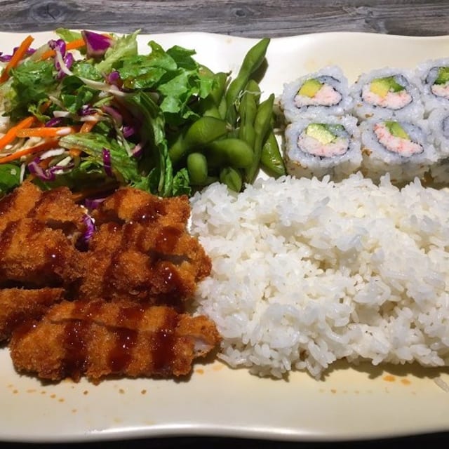 Ch Katsu & Cali Roll Bento.